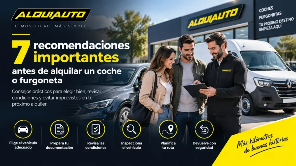 7 recomendaciones importantes antes de alquilar un coche o furgoneta